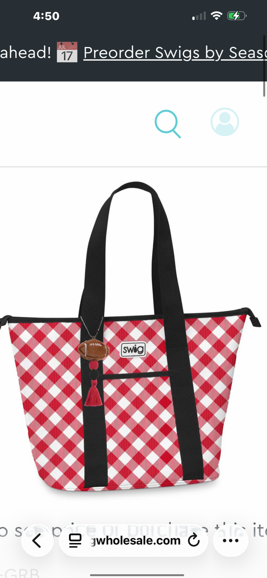 SWIG Gameday Gingham Red+Black Lunchi Lunch Bag