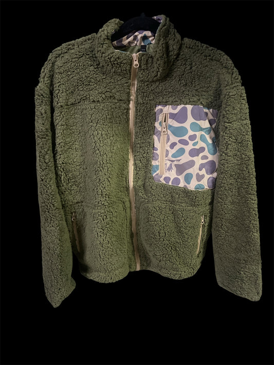 Knotted Pine Green Sherpa Jacket