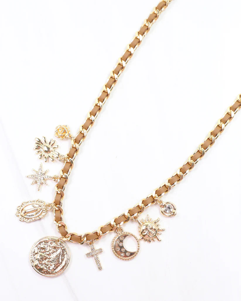 Lola Charm Necklace Tan