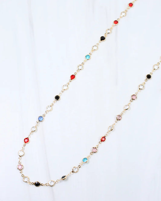 Arely Long Crystal Necklace Multi