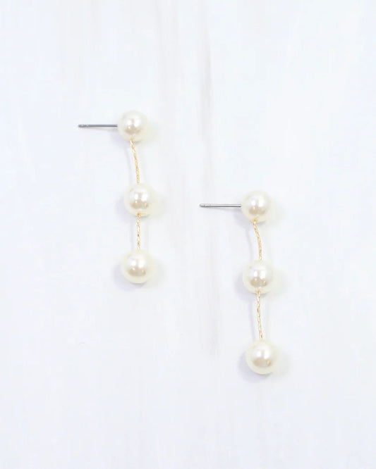 Benedict Three Pearl Drop Earring Cream