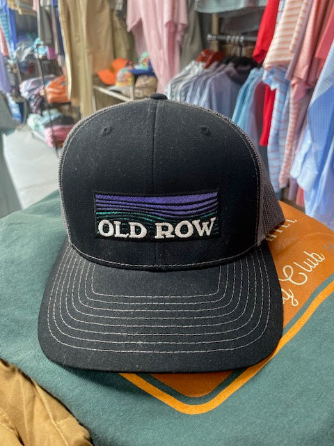 old row black patch gray mesh hat