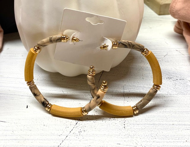 Brown Mix Wood Marble Hoops