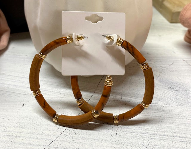 Brown Mix Wood Marble Hoops
