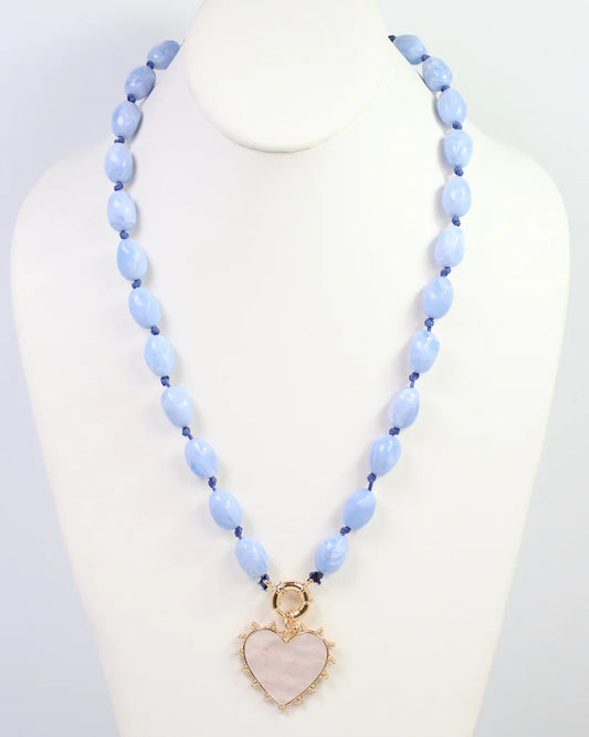 Caroline Hill Marion Stone Heart Charm Necklace