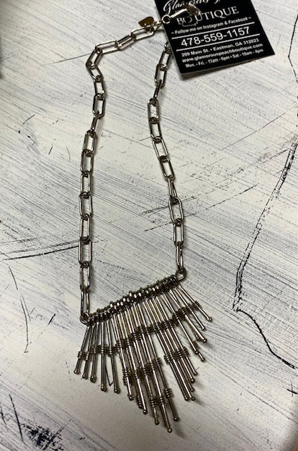 Silver Metal Tassel Necklace