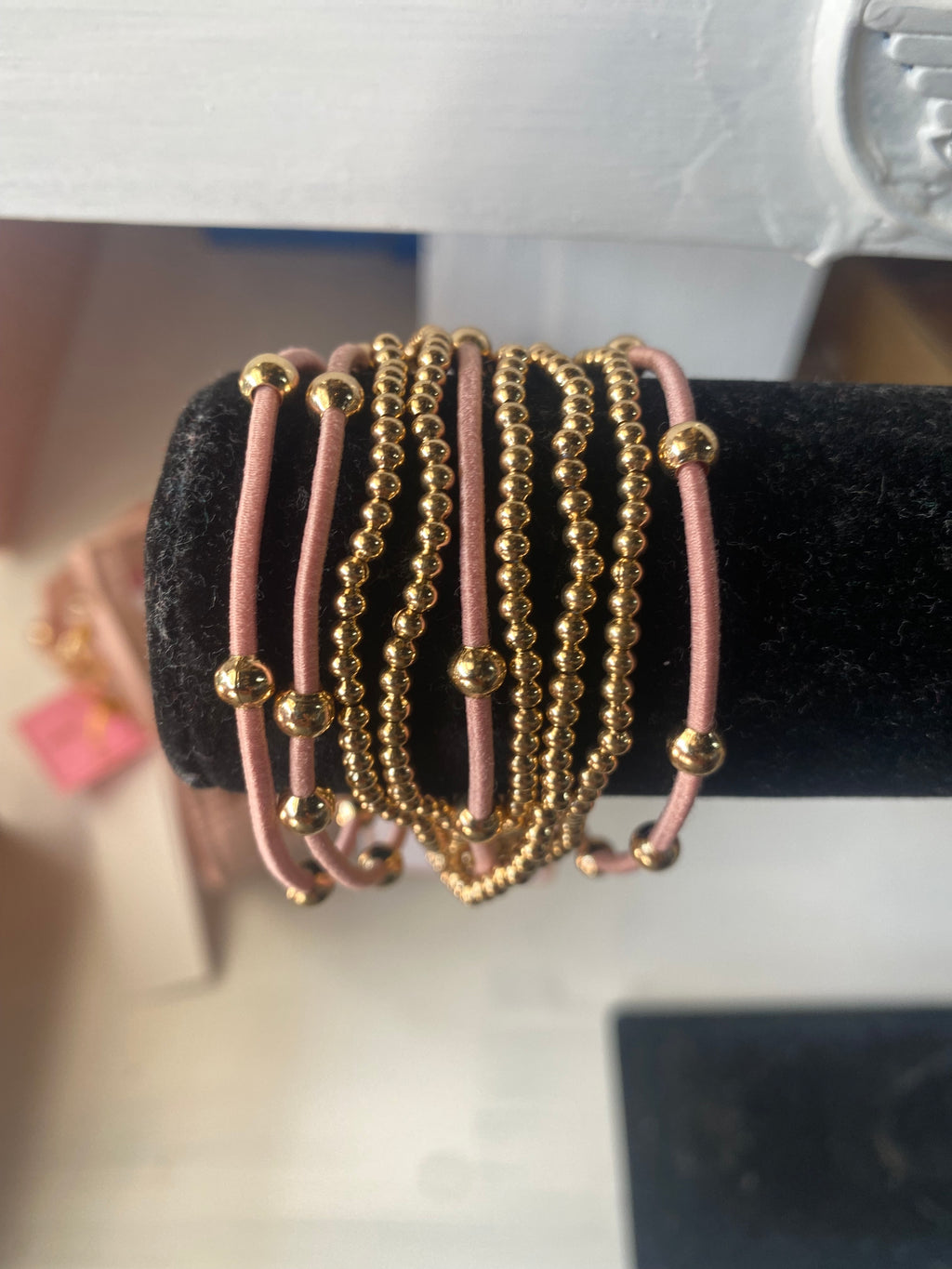 Gold/PinkMulti Layered Bracelet Stack