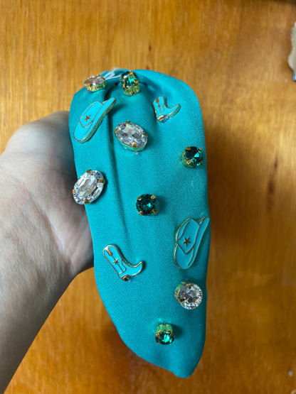Teal Cowgirl Headband