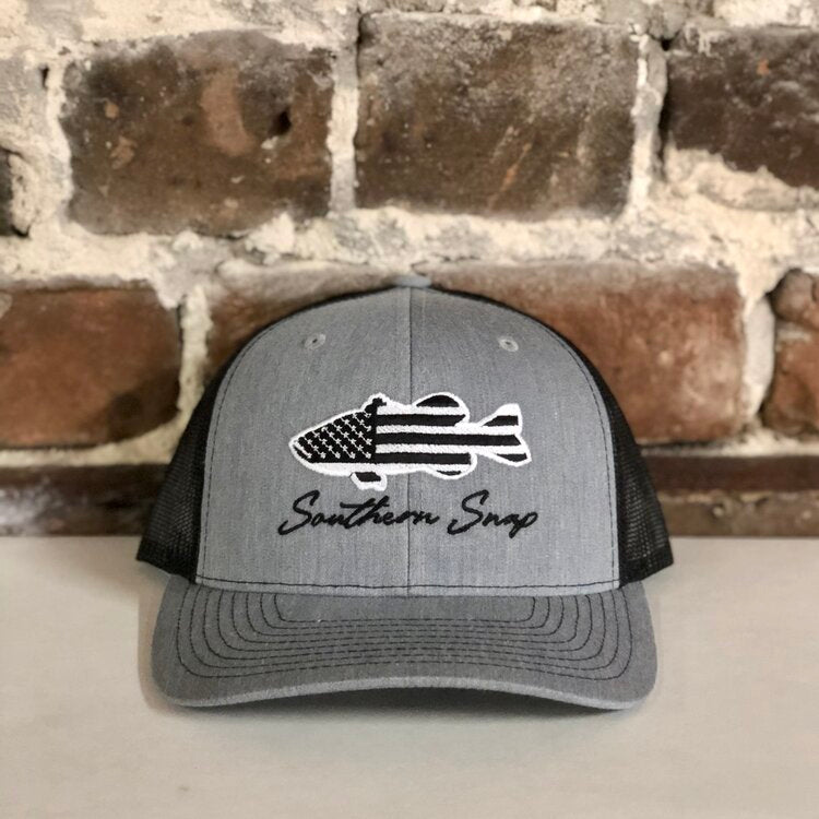 Southern Snap Grey/Black American Bass Hat