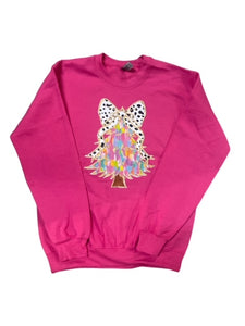 Pink Abstract Christmas Tree Crewneck