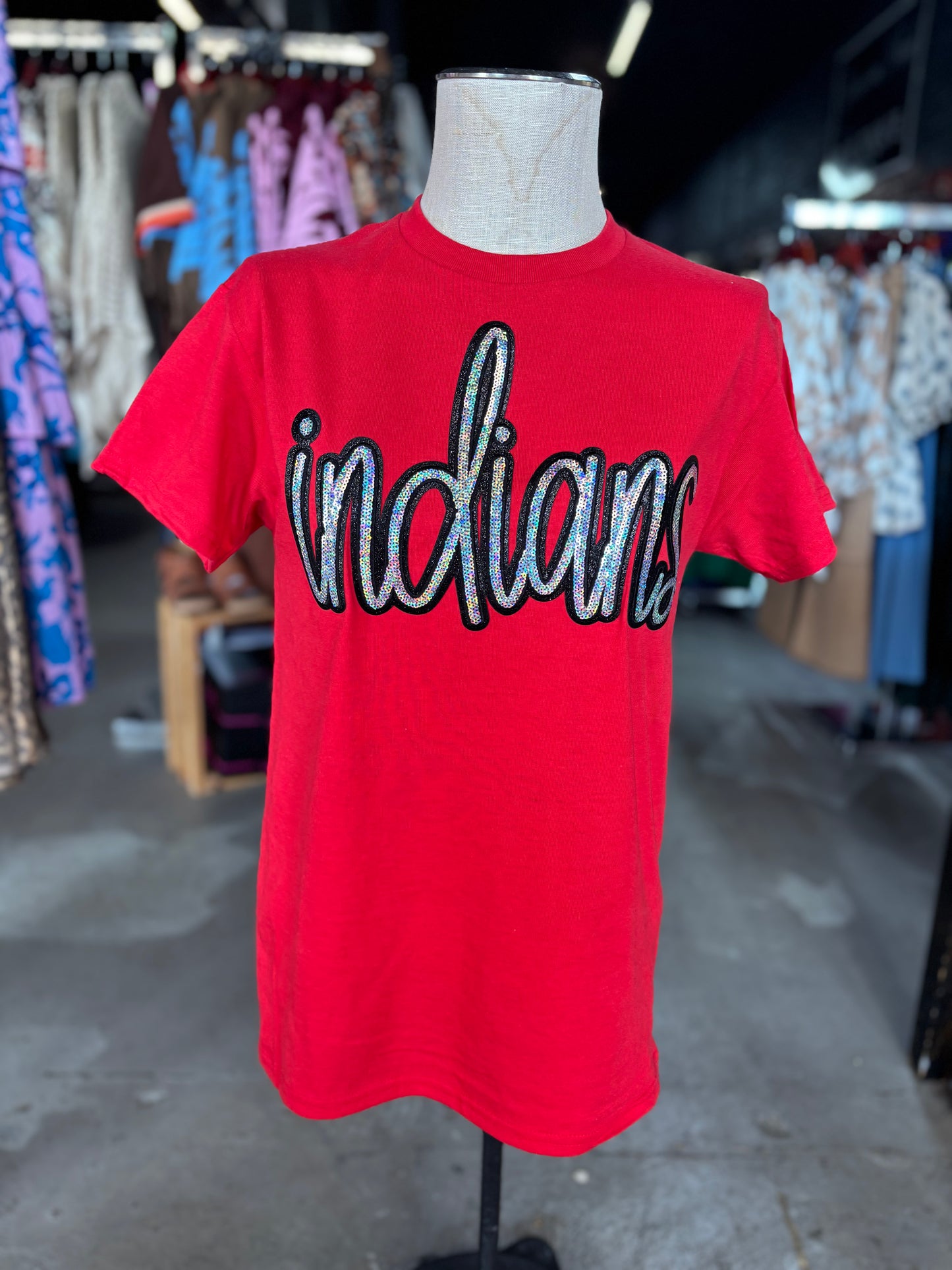 Three Kids and a Press Sparkly Indians Tee