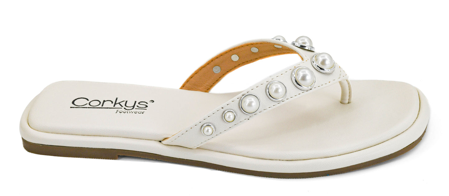 Corky's Jump In White Thong Sandals
