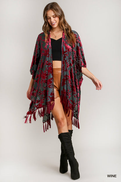 Umgee Two Tone Velvet Kimono