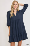 Umgee Navy Tiered Mini Dress