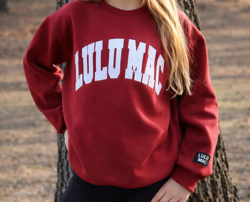 Lulu Mac Burgundy & White Stitch Sweathsirt