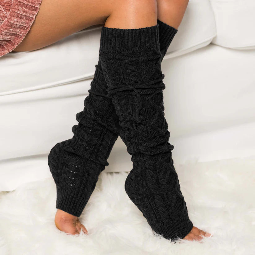 Long Cable-Knit Leg Warmers