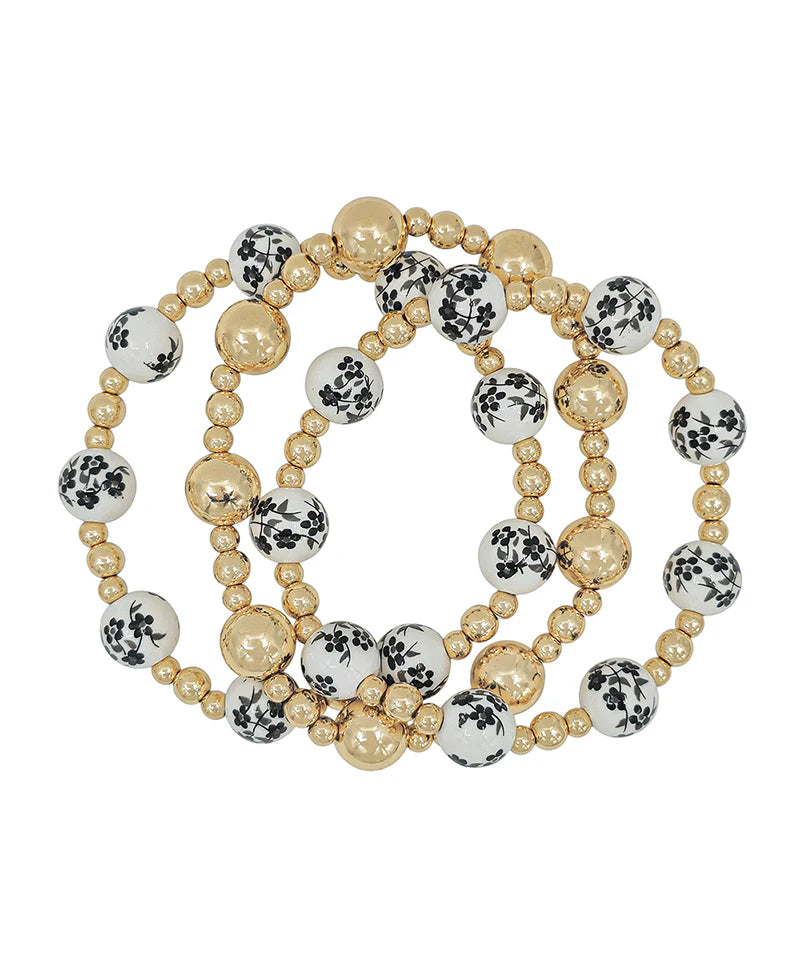 10mm Ceramic Bead & CCB 3 Set Bracelet