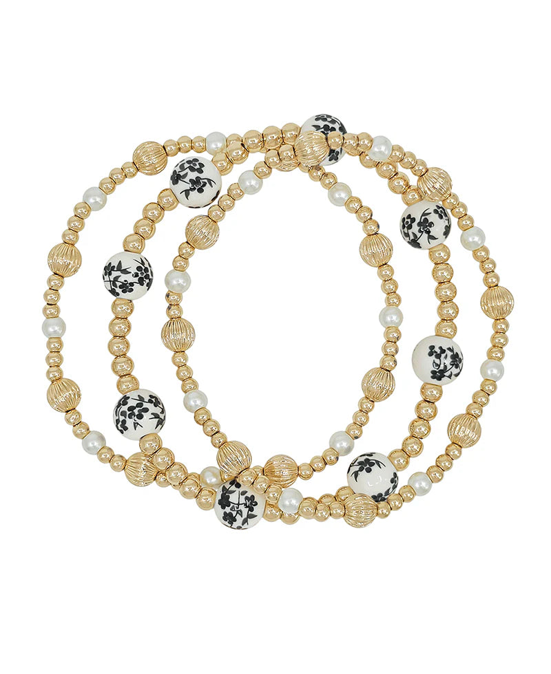 8mm Ceramic Bead & Pearl CCB Bracelet
