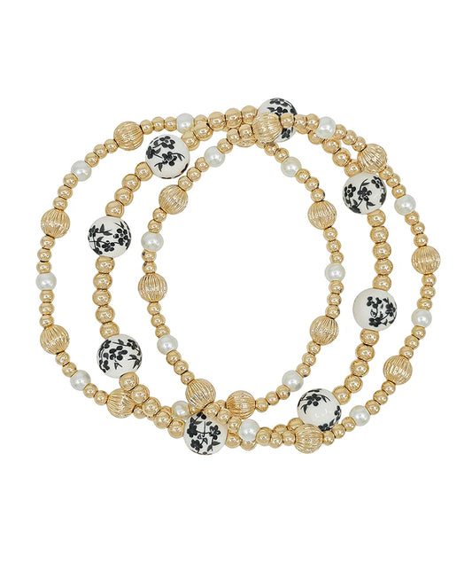 8mm Ceramic Bead & Pearl CCB Bracelet