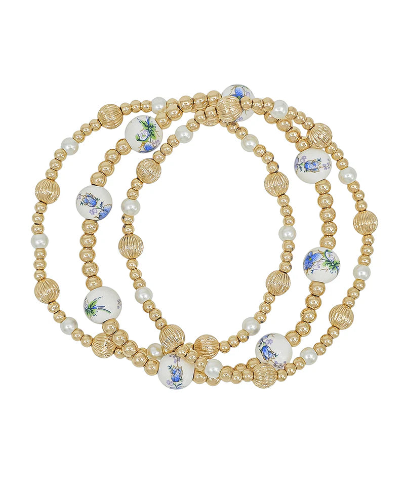 8mm Ceramic Bead & Pearl CCB Bracelet