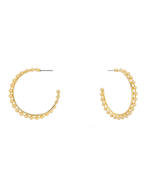 Gold Texture Hoop Earring - 1.5"