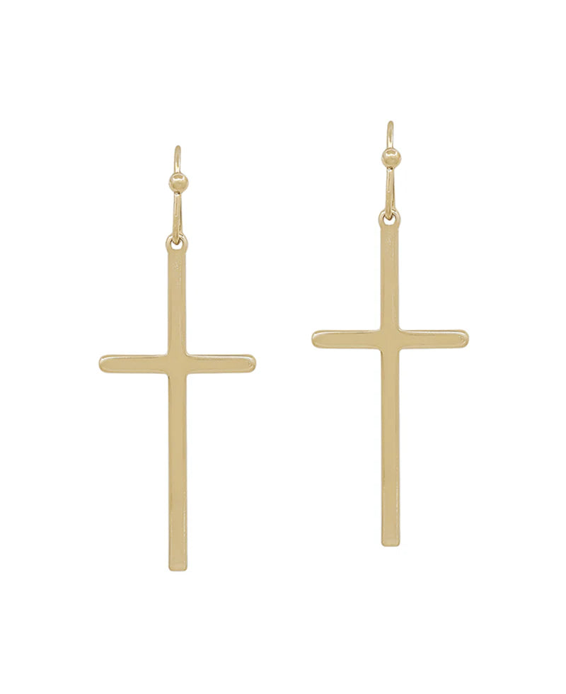 Gold Metal Cross Earrings