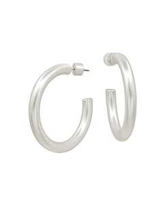 Matte Silver 5mm Width Volumed Hoop Earring