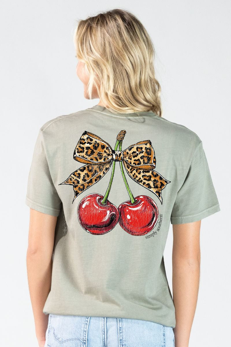 Simply Southern Leopard Print Bow with Cherries