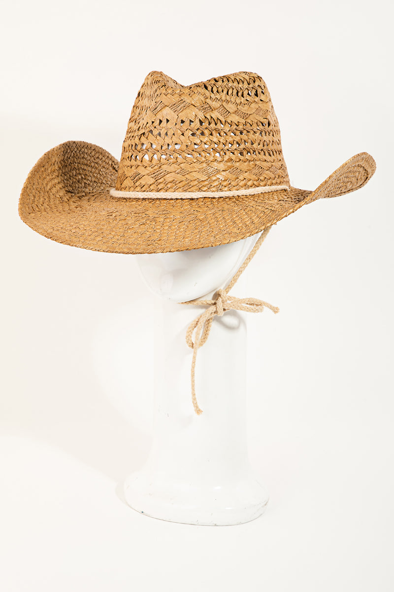 Straw Weave Braided Band Cowboy Hat