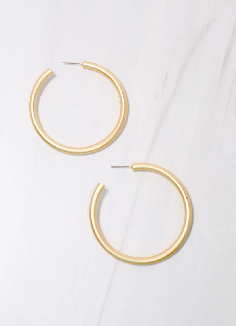 Arden Satin Hoop Earring Matte Gold