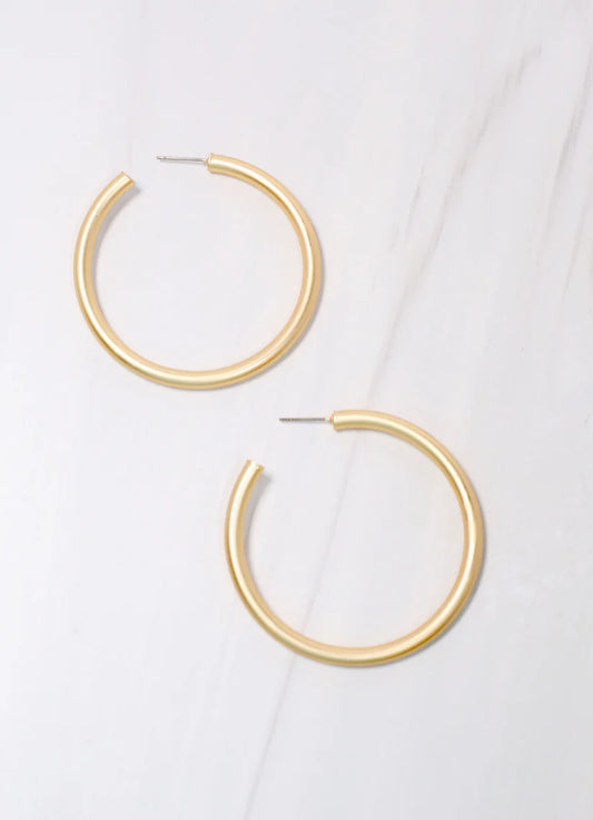 Arden Satin Hoop Earring Matte Gold