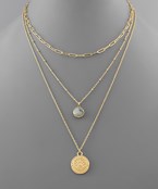 Golden Stella Stone and Coin Layer Necklace