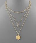 Golden Stella Stone and Coin Layer Necklace