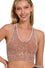 Stone washed seamless racerback tank top w bra pad