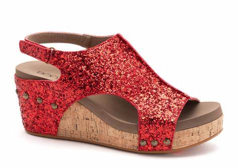 Corky's Carley Red Glitter Wedges