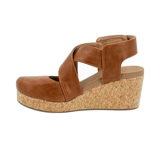 Corkys Tan Case Closed Wedge