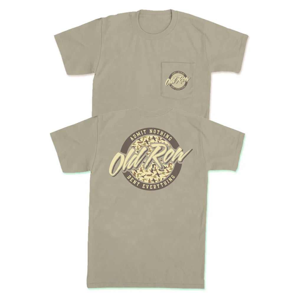 Old Row Duck Camo Circle logo pocket tee  sandstone