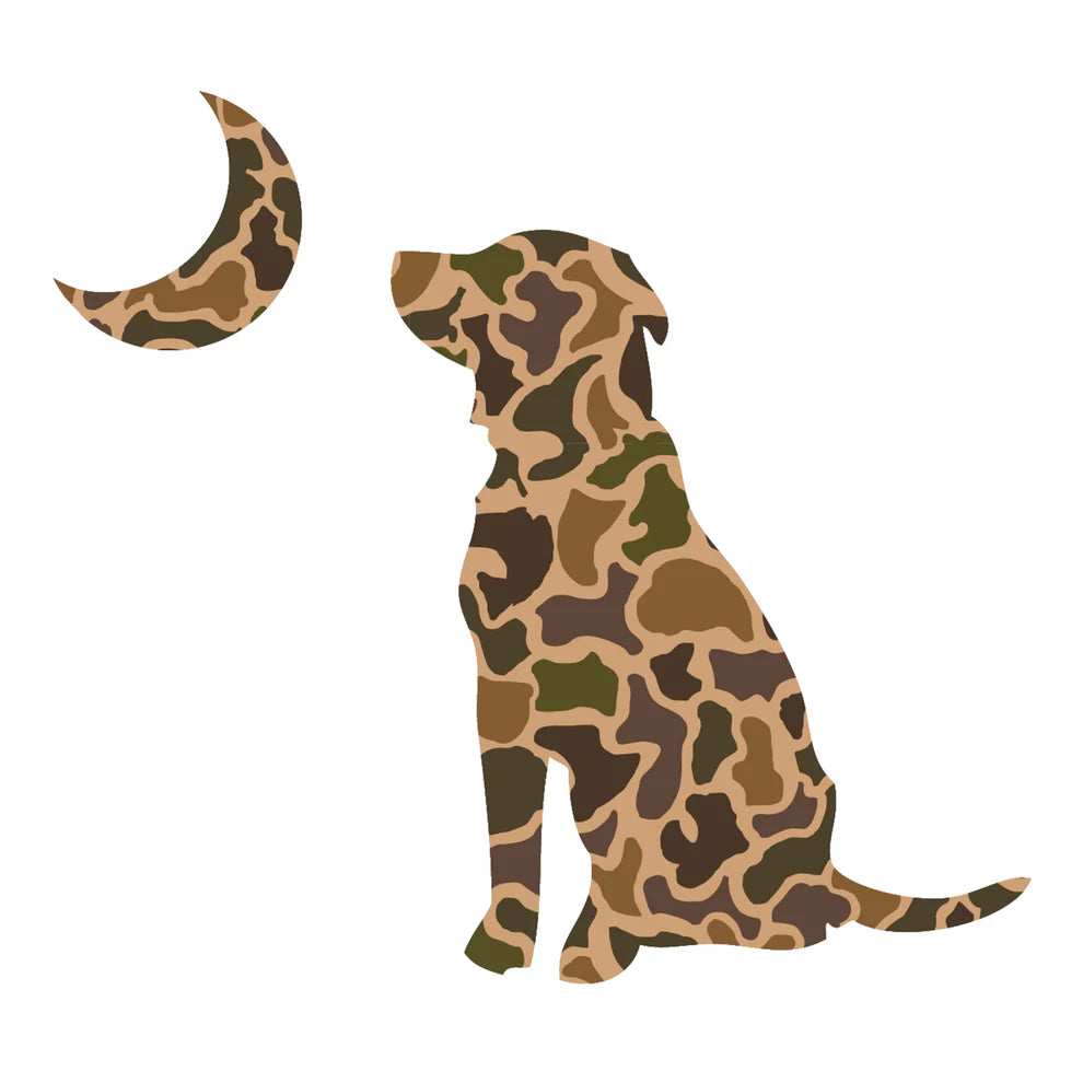 Local Boy Old School Camo Dog and Moon Decal Sticker