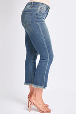 High Rise Cropped Kick Flare in Tinted Medium Wash