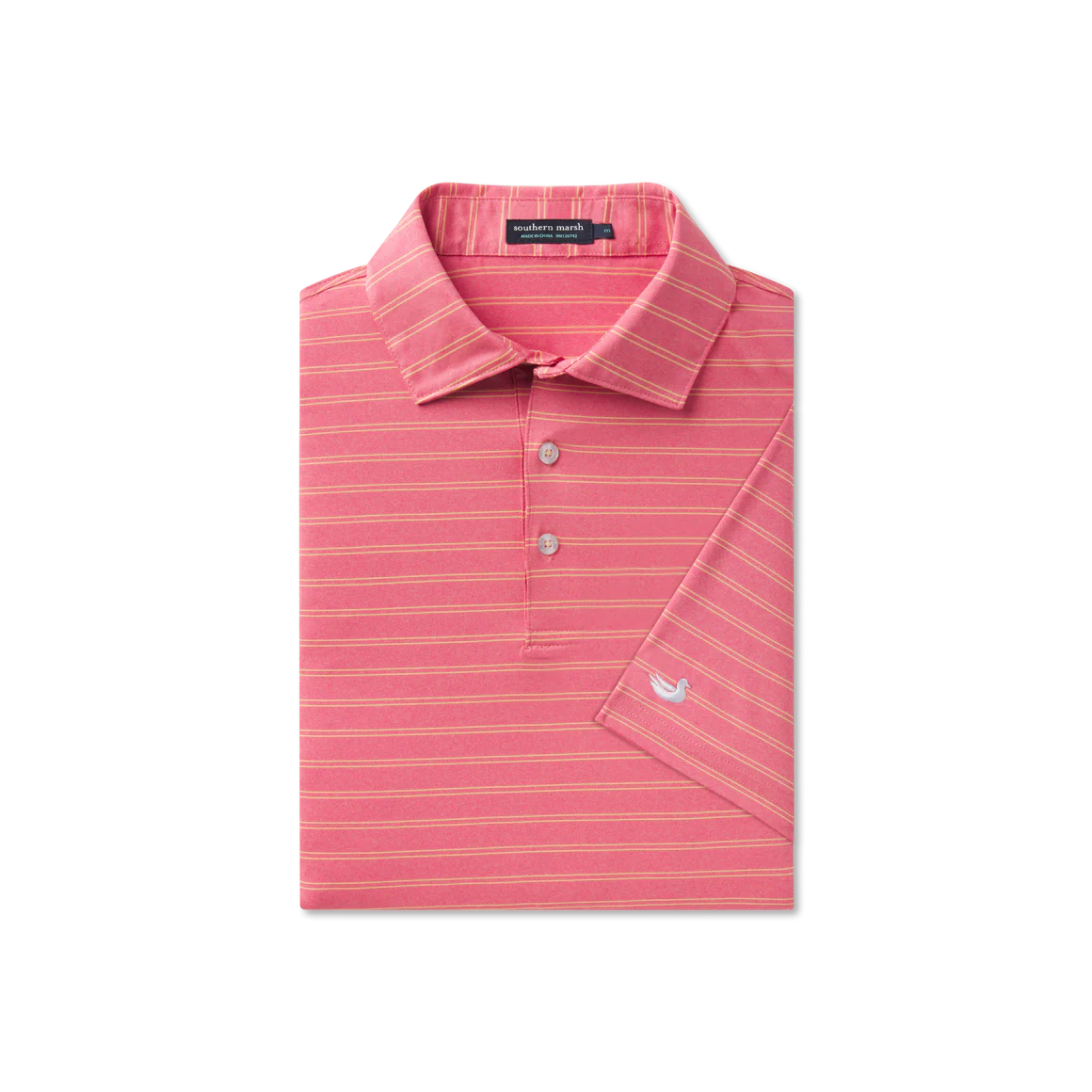 Newcastle Stripe Featherlight Polo Coral