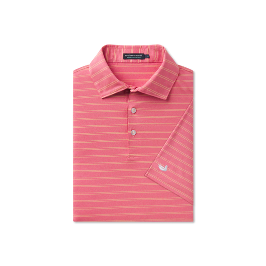 Newcastle Stripe Featherlight Polo Coral