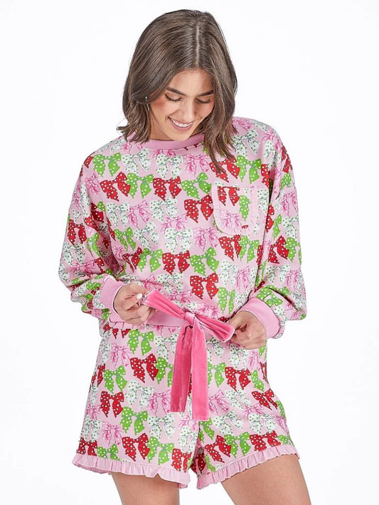 Simply Southern Dotted Bow Ruffle PJ Set