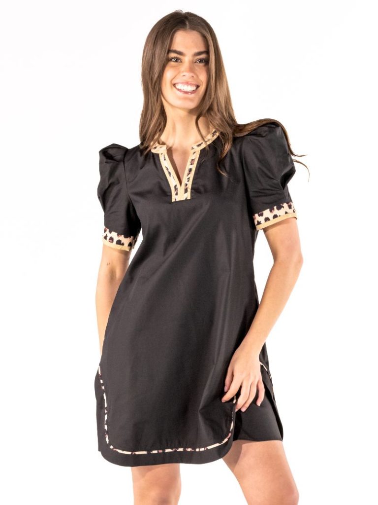 Simply Southern Black and Leopard Print Dress