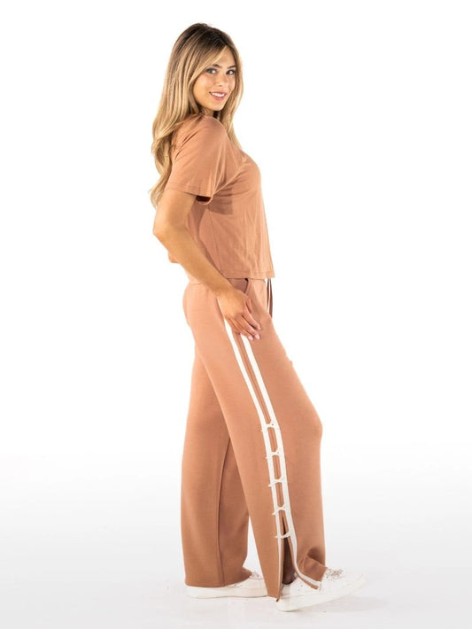 Simply southern Mocha White Bow Sweatspants