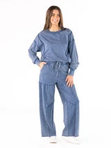 The Blue Mineral Wash Wide Leg Pants