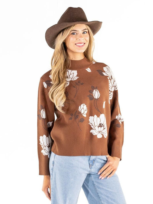Simply Southern Free Floral Mockneck Sweater