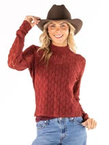 The Burgundy Lace Turtleneck Top