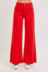 Bright Red Risen Tummy Control Palazzo Jeans