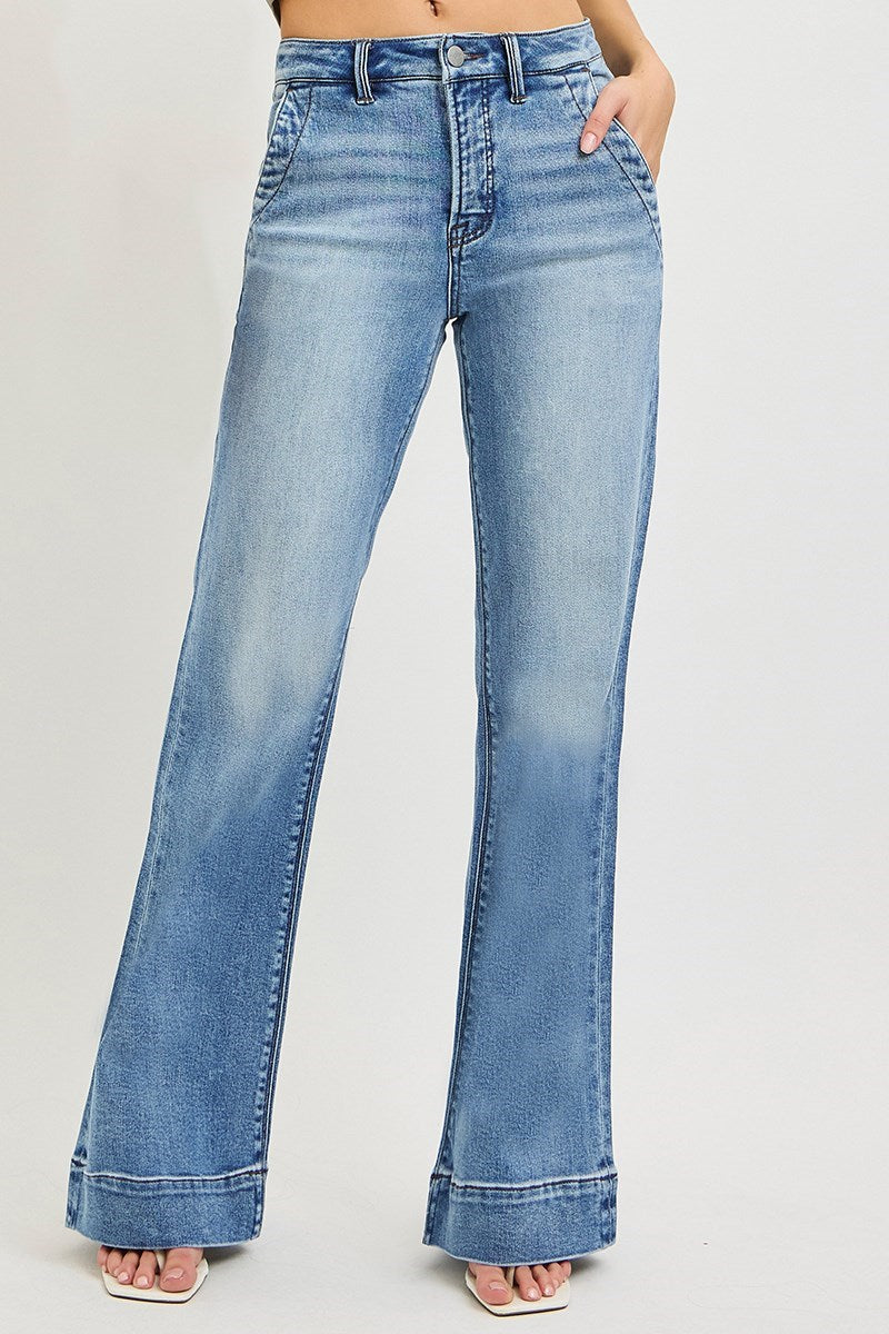 Risen TC-Hi Rise Wide Flare Jeans with Wide Hem