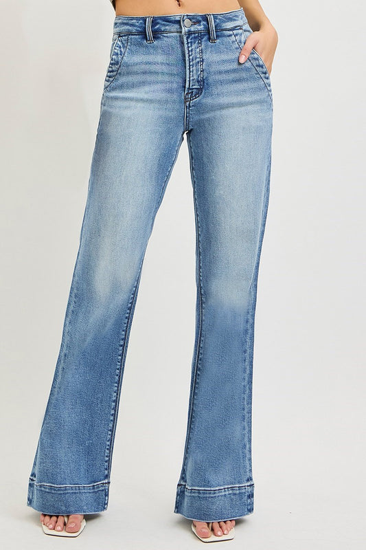 Risen TC-Hi Rise Wide Flare Jeans with Wide Hem